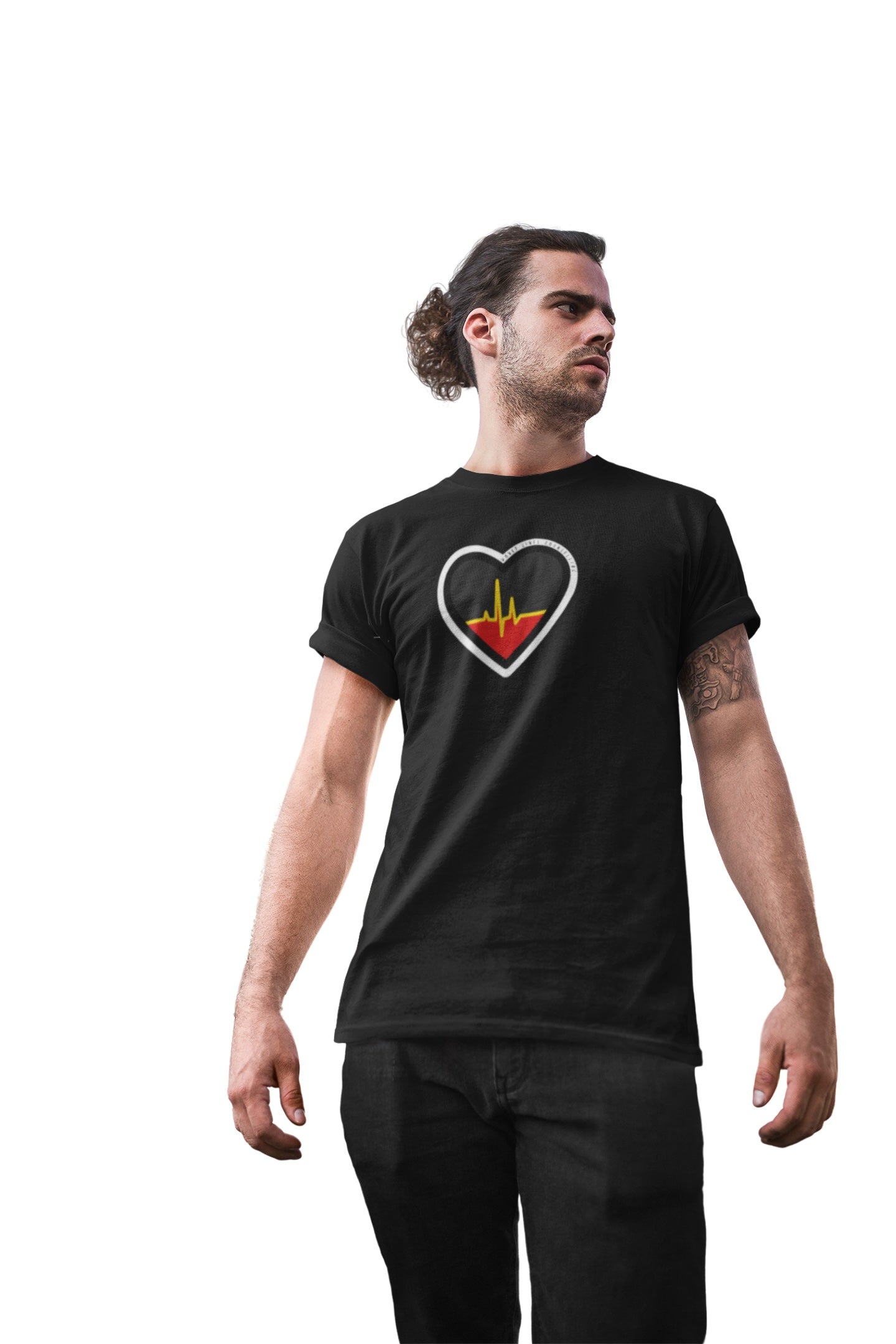 Aboriginal flag heart t-shirt