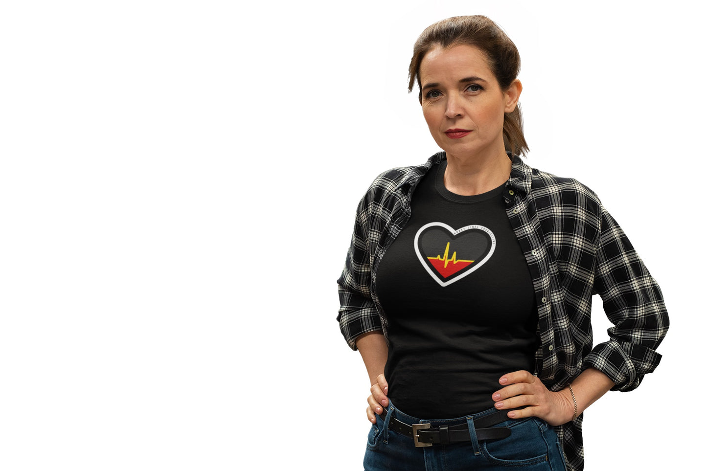 Aboriginal flag heart t-shirt