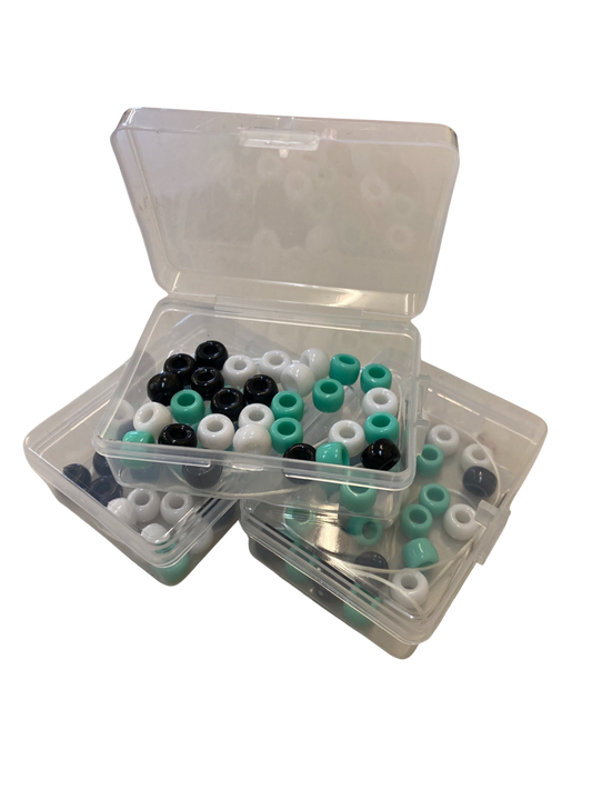 Teal Blue, White and Black Bead Kit (Port Power Colours)